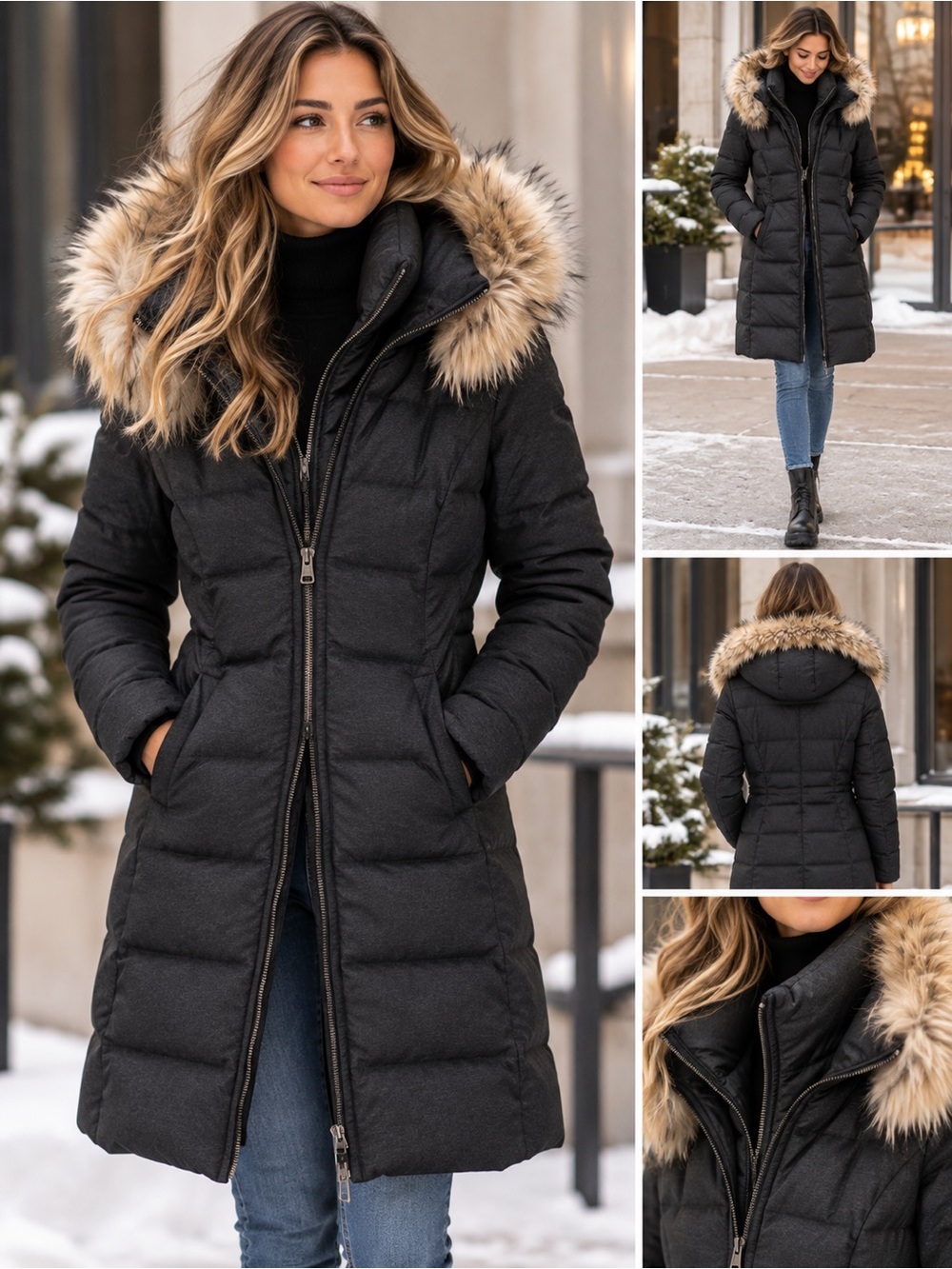 SOIA & KYO Luxury Down Winter Parka – Genuine Fur – Size M